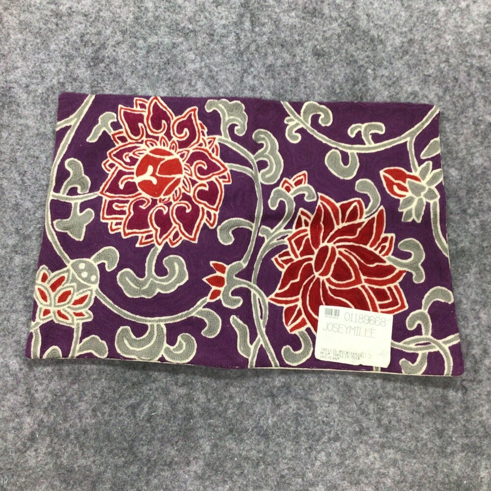 Josey Miller Pillow Sham Trellis Mica Embroidered Wool Cotton Made In India NWT